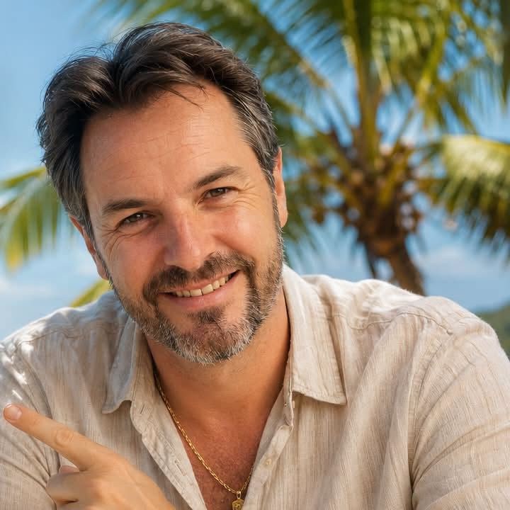 Jérôme, fondateur du groupe, sourit sur une terrasse face au lagon